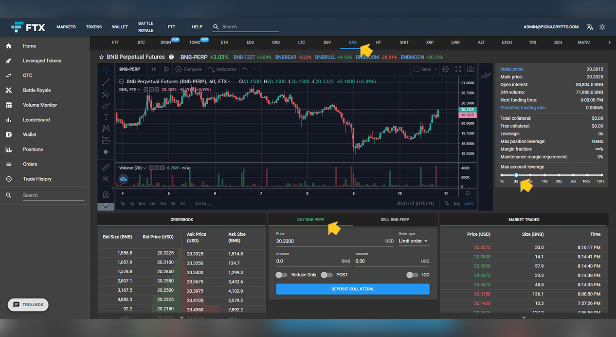 FTX Exchange Long BNB