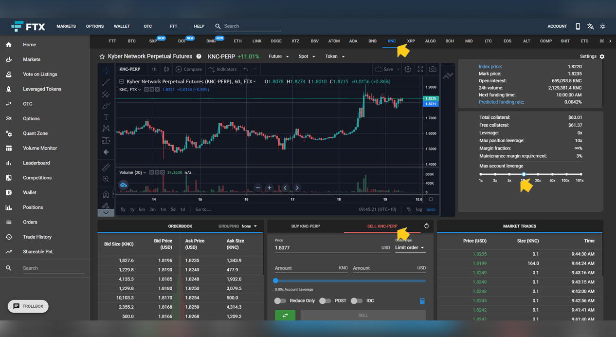 How To Short Kyber Network KNC FTX