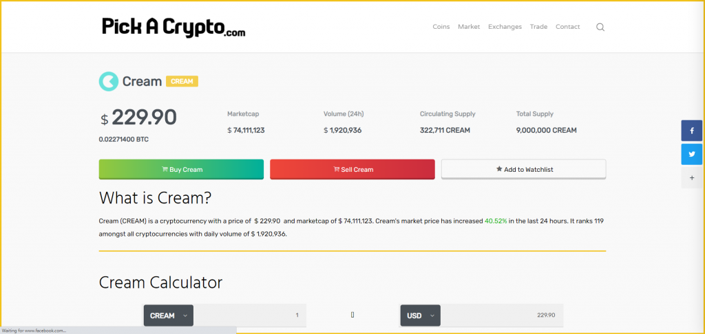 cream crypto price prediction