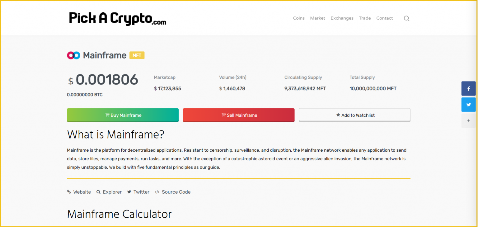 mainframe crypto price prediction