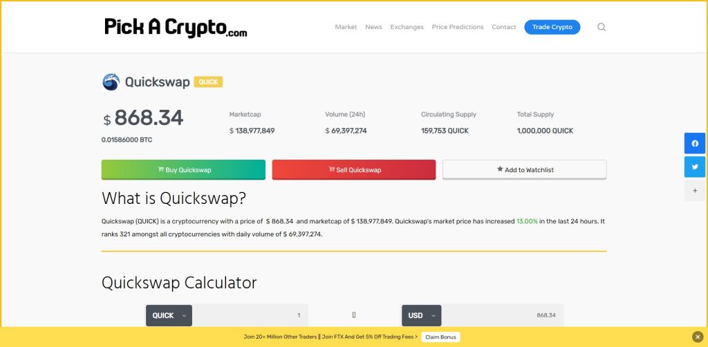 Quickswap (QUICK) Price Prediction 2023, 2024 +  Future QUICK Price