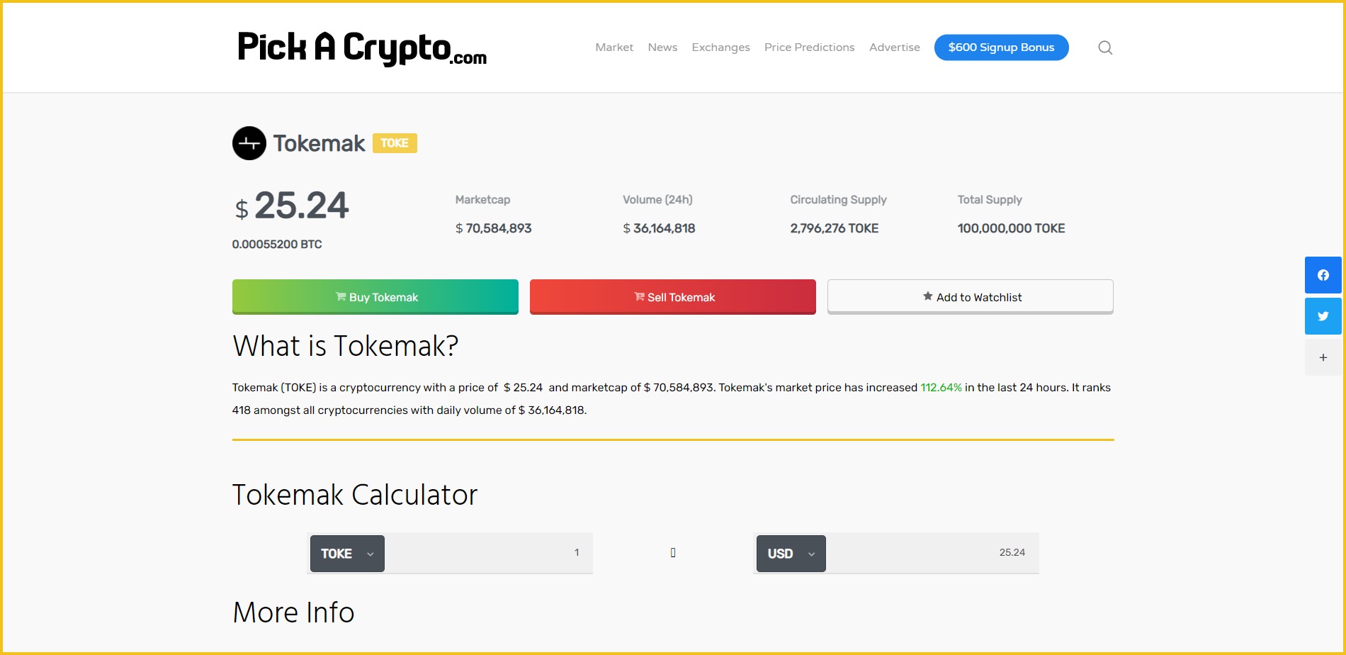 tokemak crypto price